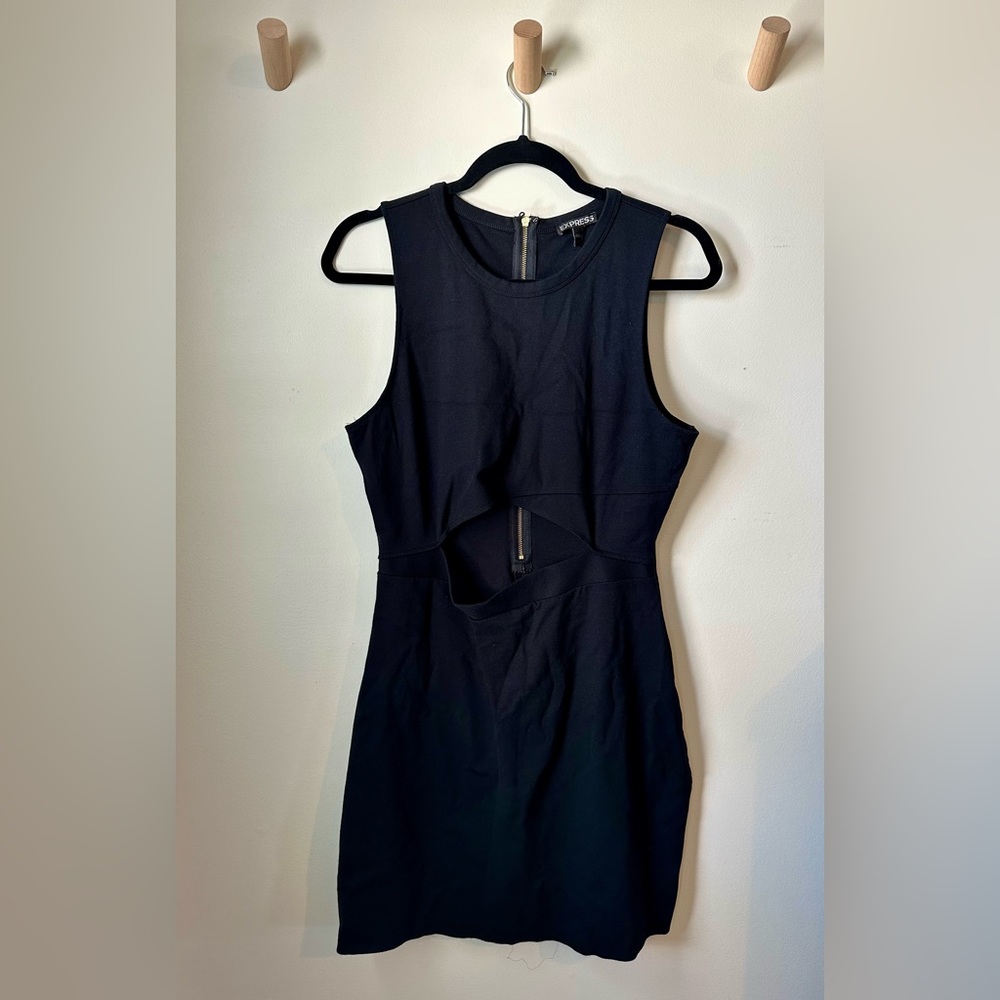Express Black Sleeveless Cut Out Sheath Dress Zipper
